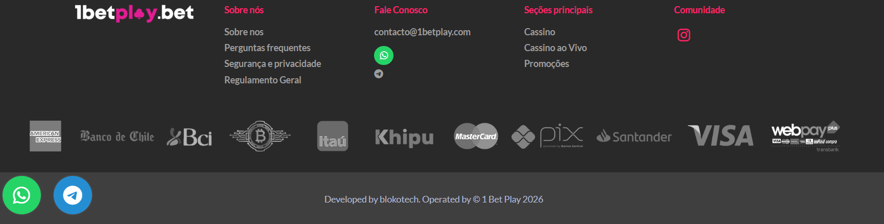 1Betplay Footer Payments